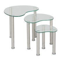 Cayenne Clear Glass Nest of 3 Tables With Chrome Legs