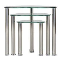 Cayenne Clear Glass Nest of 3 Tables With Chrome Legs