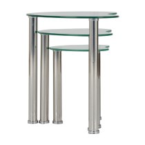 Cayenne Clear Glass Nest of 3 Tables With Chrome Legs