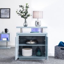 Powick High Gloss LED Sideboard In Grey