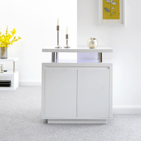 Powick High Gloss LED Sideboard In White