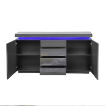 Odessa Grey High Gloss Sideboard With 2 Door 4 Drawer And LED