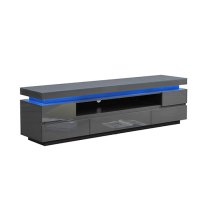 Odessa Grey High Gloss TV Stand With 5 Drawers And LED Lights