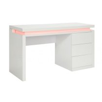 Emerson High Gloss Computer Desk In White With LED Lighting