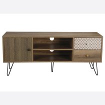 Cassava Wooden TV Stand With Black Legs In Brown