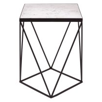 Shalom Square White Marble Top Side Table With Black Frame