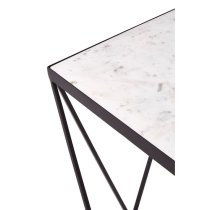 Shalom Square White Marble Top Side Table With Black Frame