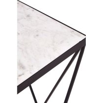 Shalom Square White Marble Top Side Table With Black Frame