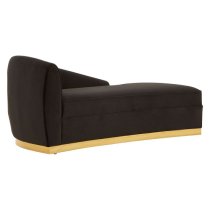 Batoz Velvet Left Arm Lounge Chaise With Gold Base In Black