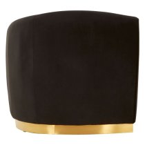 Batoz Velvet Left Arm Lounge Chaise With Gold Base In Black