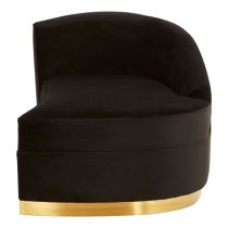 Batoz Velvet Left Arm Lounge Chaise With Gold Base In Black