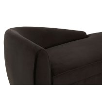 Batoz Velvet Left Arm Lounge Chaise With Gold Base In Black