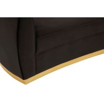 Batoz Velvet Left Arm Lounge Chaise With Gold Base In Black