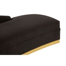 Batoz Velvet Left Arm Lounge Chaise With Gold Base In Black