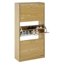 Megrez Wooden Shoe Cabinet With 3 Flip Doors In Brown