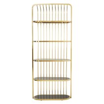 Fafnir Cage Design Black Glass Bookshelf With Gold Frame