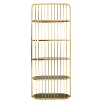 Fafnir Cage Design Black Glass Bookshelf With Gold Frame