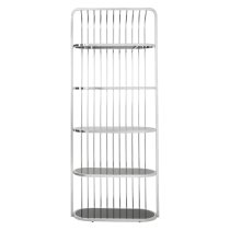 Fafnir Cage Design Black Glass Bookshelf With Silver Frame