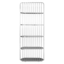 Fafnir Cage Design Black Glass Bookshelf With Silver Frame