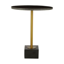 Mekbuda Black Marble Top Side Table With Gold Steel Base