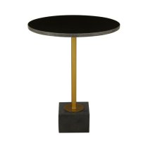 Mekbuda Black Marble Top Side Table With Gold Steel Base