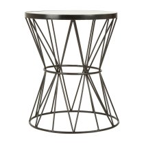 Mekbuda Round White Marble Top Side Table With Corset Frame