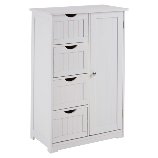 Matar Wooden Storage Cabinet With 1 Door And 4 Drawers In White