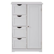 Matar Wooden Storage Cabinet With 1 Door And 4 Drawers In White