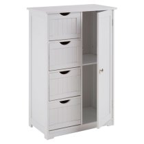 Matar Wooden Storage Cabinet With 1 Door And 4 Drawers In White