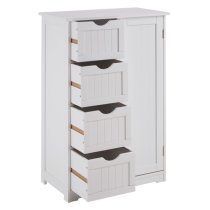 Matar Wooden Storage Cabinet With 1 Door And 4 Drawers In White