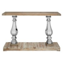 Mintaka Wooden Console Table With Silver Legs In Natural