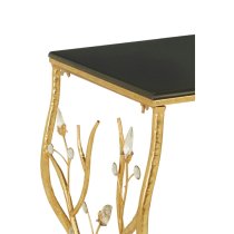 Xuange Black Wooden Top Console Table In Gold Metal Frame