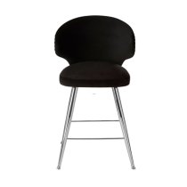 Markeb Upholstered Black Velvet Bar Stool With Silver Frame