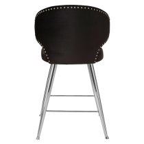 Markeb Upholstered Black Velvet Bar Stool With Silver Frame