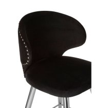 Markeb Upholstered Black Velvet Bar Stool With Silver Frame