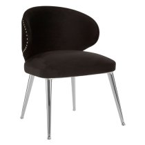 Markeb Black Velvet Dining Chair With Silver Frame In A Pair