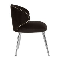 Markeb Black Velvet Dining Chair With Silver Frame In A Pair