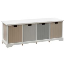 Kornephoros Wooden Hallway Bench With 4 Drawers In White