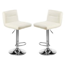 Baino White Leather Bar Chairs With Chrome Base In A Pair