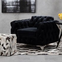 Madine Upholstered Velvet Armchair In Black