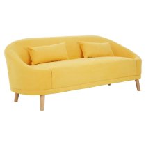 Errai Upholstered Linen Fabric 3 Seater Sofa In Yellow