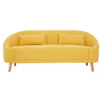 Errai Upholstered Linen Fabric 3 Seater Sofa In Yellow