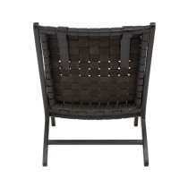 Formosa Black Leather Woven Accent Chair With Wooden Frame