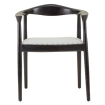 Formosa White Leather Accent Chair With Black Wooden Frame