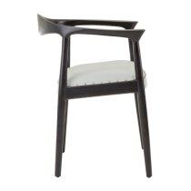 Formosa White Leather Accent Chair With Black Wooden Frame