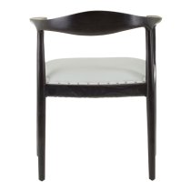 Formosa White Leather Accent Chair With Black Wooden Frame