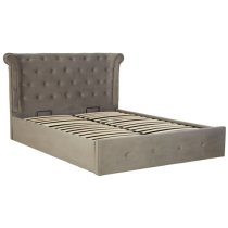 Cujam Velvet Storage Ottoman King Size Bed In Grey