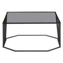 Ruchbah Grey Glass Top Coffee Table With Black Metal Frame