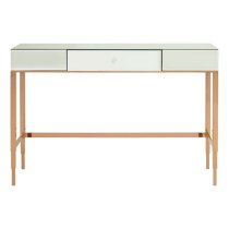 Dombay Mirrored Glass Console Table With 3 Drawers In Rose Gold