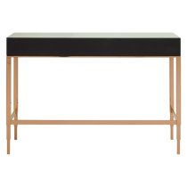 Dombay Mirrored Glass Console Table With 3 Drawers In Rose Gold